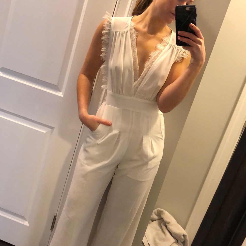 NWOT White Lace Jumpsuit Size Medium